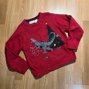 Red Dinosaur Christmas Sweater